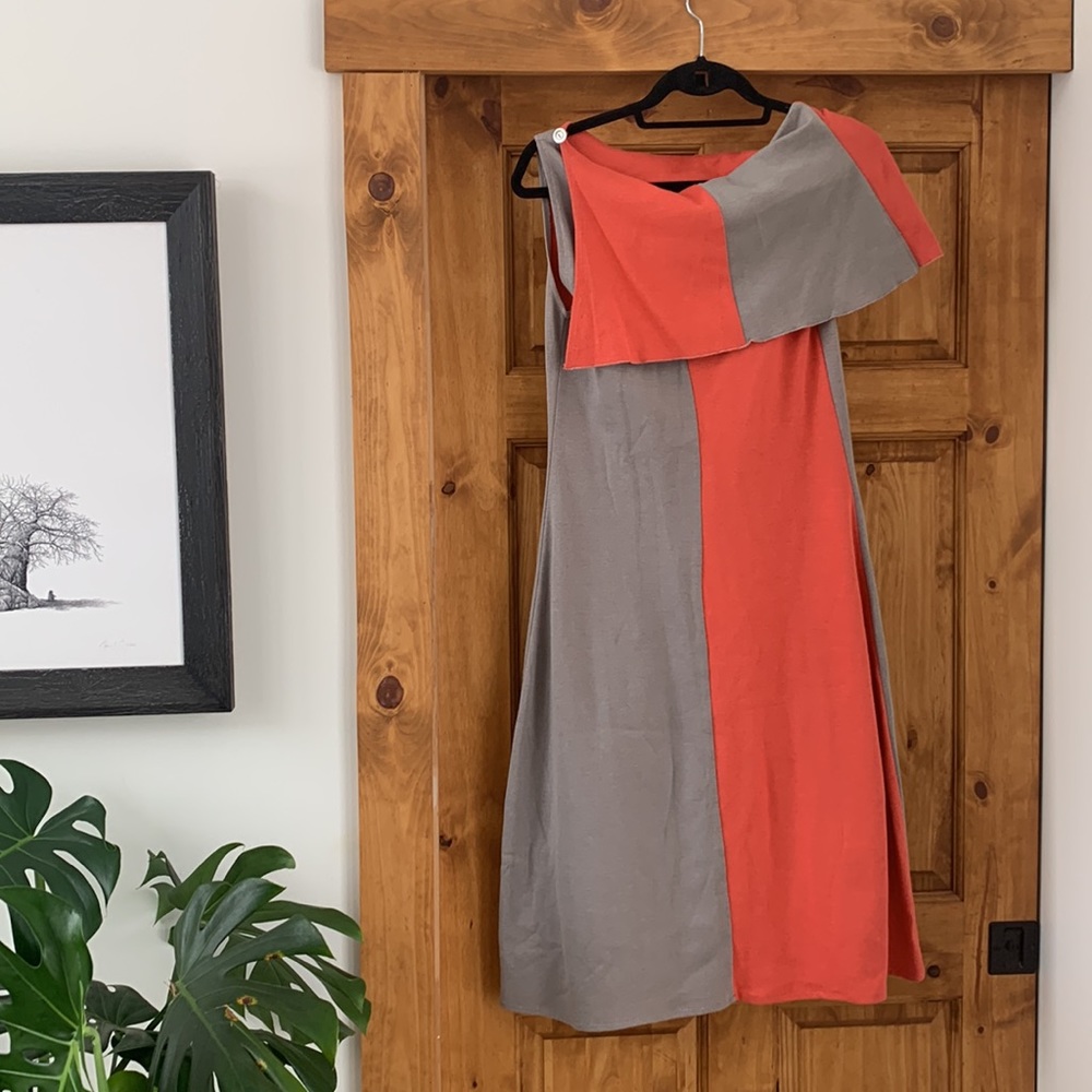Like new Maya Epler handmade knit grey and coral dress, size S-M - Picture 2 of 14